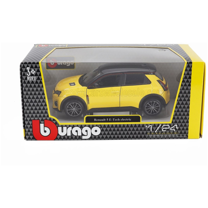 BURAGO RENAULT R5 E-TECH 2024 - POP YELLOW BLACK 1/24