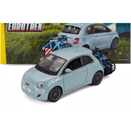 BURAGO FIAT 500e FULL ELECTRIC WITH BICYCLE 2021 - LIGHT BLUE 1/24