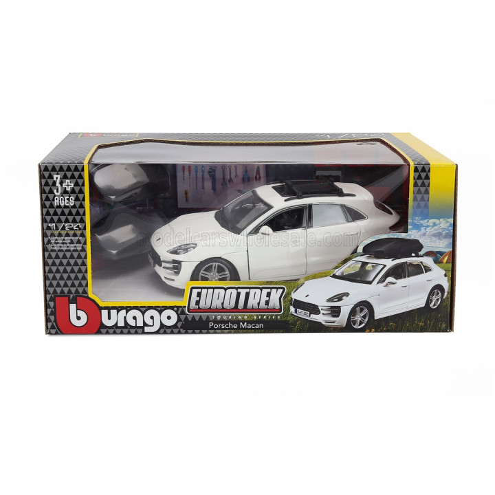 BURAGO PORSCHE MACAN WITH CARGO ROOF BOX 2013 - WHITE 1/24