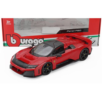 BURAGO FERRARI F80 2024 - FULL BLACK WHEELS - ROSSO CORSA - RED 1/24