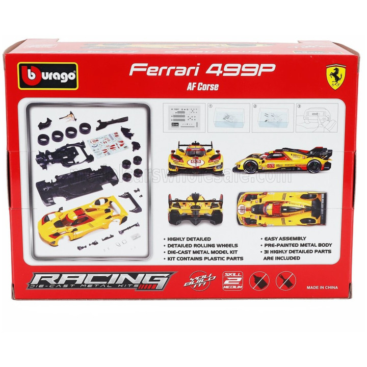 BURAGO FERRARI 499P 3.0L TURBO V6 TEAM AF CORSE N 83 24h LE MANS 2024 ROBERT KUBICA - ROBERT SHWARTZMAN - YIFEI YE - YELLOW RED
