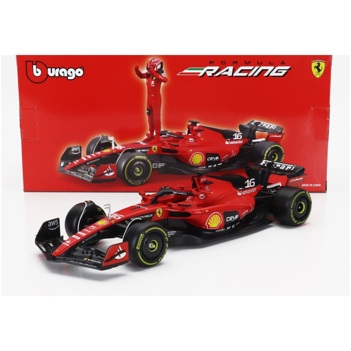 BURAGO FERRARI F1 SF-23 TEAM SCUDERIA FERRARI N 16 SEASON 2023 CHARLES LECLERC - RED BLACK 1/24