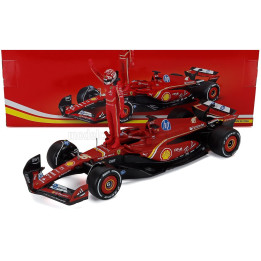BURAGO FERRARI F1 SF-24 TEAM SCUDERIA FERRARI N 16 SEASON 2024 CHARLES LECLERC - WITH PILOT - RED BLACK 1/24