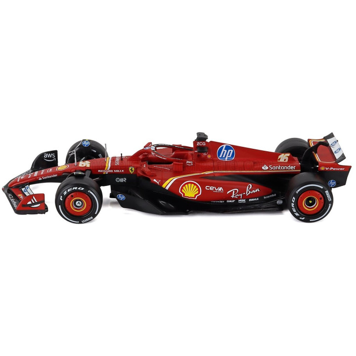 BURAGO FERRARI F1 SF-24 TEAM SCUDERIA FERRARI N 16 SEASON 2024 CHARLES LECLERC - WITH PILOT - RED BLACK 1/24