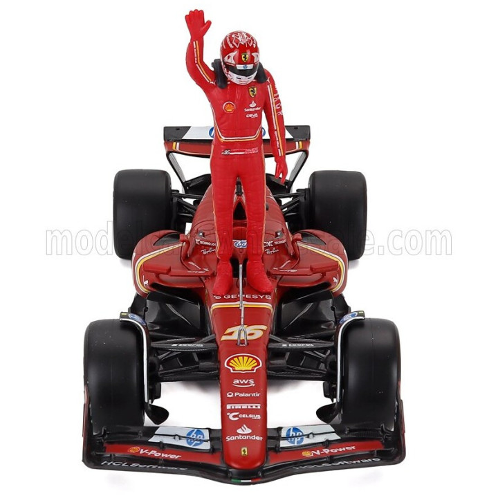 BURAGO FERRARI F1 SF-24 TEAM SCUDERIA FERRARI N 16 SEASON 2024 CHARLES LECLERC - WITH PILOT - RED BLACK 1/24