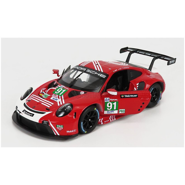 BURAGO PORSCHE 911 991-2 RSR TEAM PORSCHE GT N 91 24h LE MANS 2020 R.LIETZ - G.BRUNI - F.MAKOWIECKI - RED WHITE 1/24