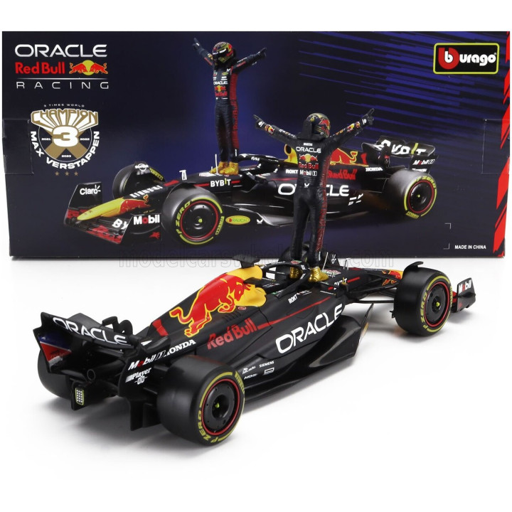 BURAGO RED BULL F1 RB19 TEAM ORACLE RED BULL RACING N 1 WORLD CHAMPION SEASON 2023 MAX VERSTAPPEN - MATT BLUE YELLOW RED 1/24