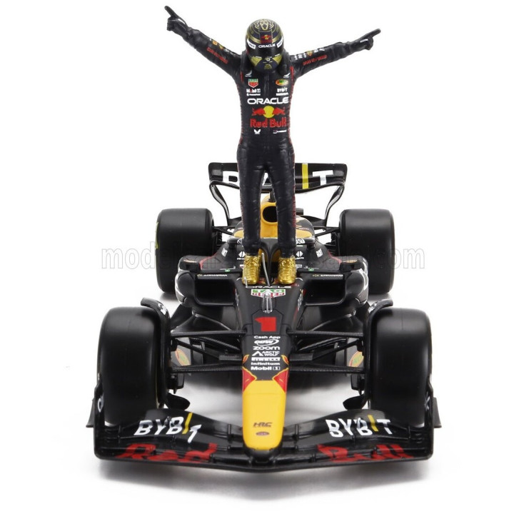 BURAGO RED BULL F1 RB19 TEAM ORACLE RED BULL RACING N 1 WORLD CHAMPION SEASON 2023 MAX VERSTAPPEN - MATT BLUE YELLOW RED 1/24