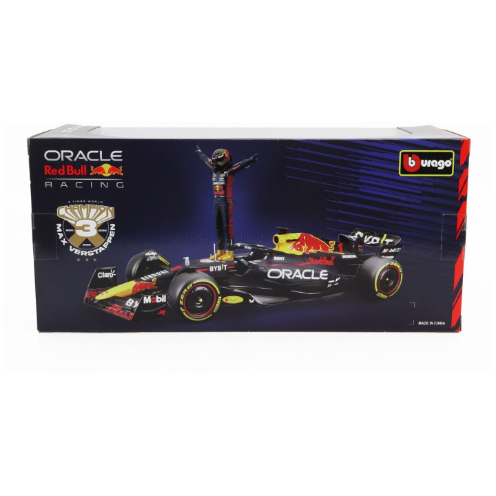 BURAGO RED BULL F1 RB19 TEAM ORACLE RED BULL RACING N 1 WORLD CHAMPION SEASON 2023 MAX VERSTAPPEN - MATT BLUE YELLOW RED 1/24