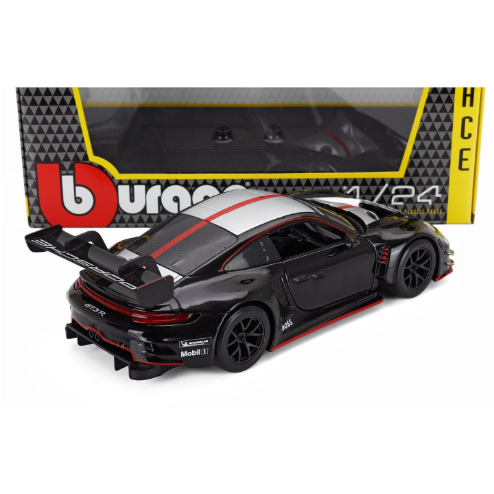BURAGO PORSCHE 911 992 GT3 R N 0 RACING BASE COUPE 2023 - BLACK 1/24