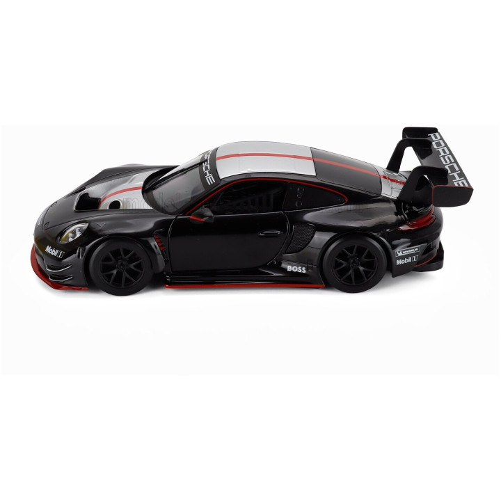 BURAGO PORSCHE 911 992 GT3 R N 0 RACING BASE COUPE 2023 - BLACK 1/24