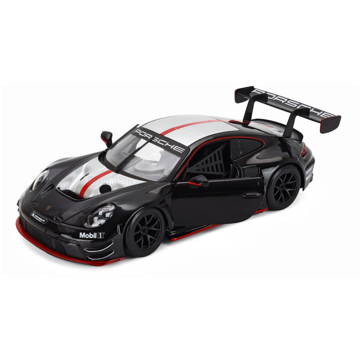 BURAGO PORSCHE 911 992 GT3 R N 0 RACING BASE COUPE 2023 - BLACK 1/24