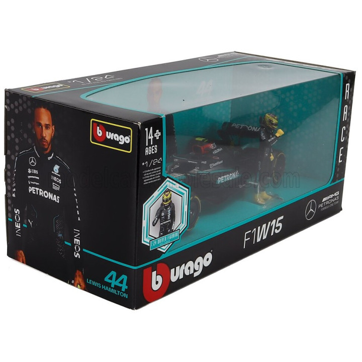 BURAGO MERCEDES GP F1 W15 EQ PERFORMANCE TEAM AMG PETRONAS MOTORSPORT N 44 SEASON 2024 LEWIS HAMILTON - WITH PILOT - BLACK