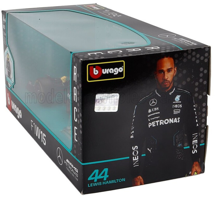 BURAGO MERCEDES GP F1 W15 EQ PERFORMANCE TEAM AMG PETRONAS MOTORSPORT N 44 SEASON 2024 LEWIS HAMILTON - WITH PILOT - BLACK
