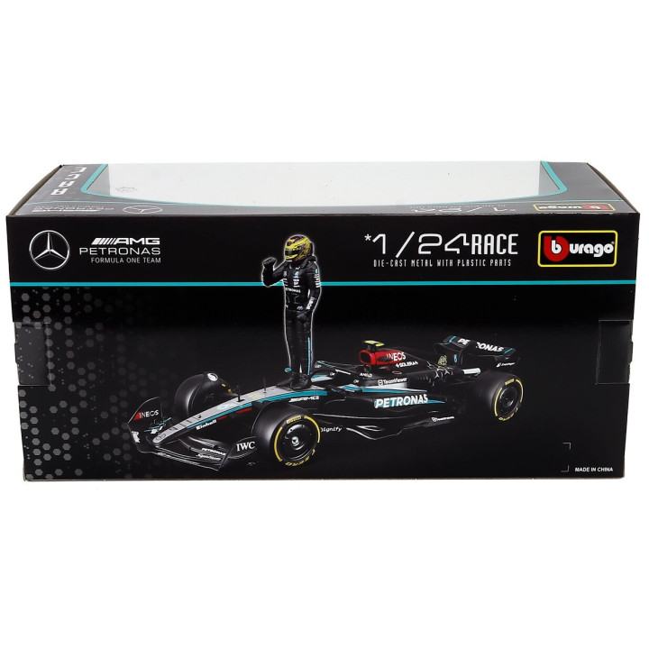 BURAGO MERCEDES GP F1 W15 EQ PERFORMANCE TEAM AMG PETRONAS MOTORSPORT N 44 SEASON 2024 LEWIS HAMILTON - WITH PILOT - BLACK