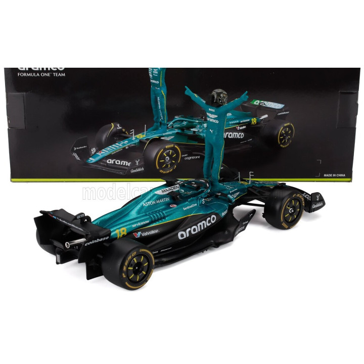 BURAGO ASTON MARTIN F1 AMR25 TEAM ARAMCO COGNIZANT N 18 SEASON 2025 LANCE STROLL - WITH PILOT - GREEN BLACK 1/24