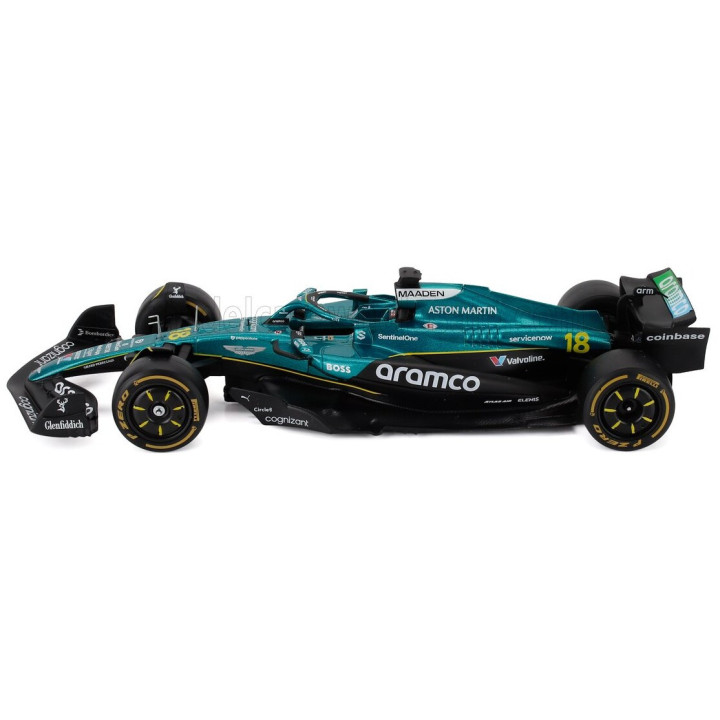 BURAGO ASTON MARTIN F1 AMR25 TEAM ARAMCO COGNIZANT N 18 SEASON 2025 LANCE STROLL - WITH PILOT - GREEN BLACK 1/24