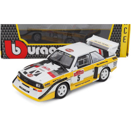 BURAGO AUDI QUATTRO SPORT E2 S1 N 5 WINNER RALLY SANREMO 1985 WALTER ROHRL - CHRISTIAN GEISTDORFER - WHITE YELLOW 1/24