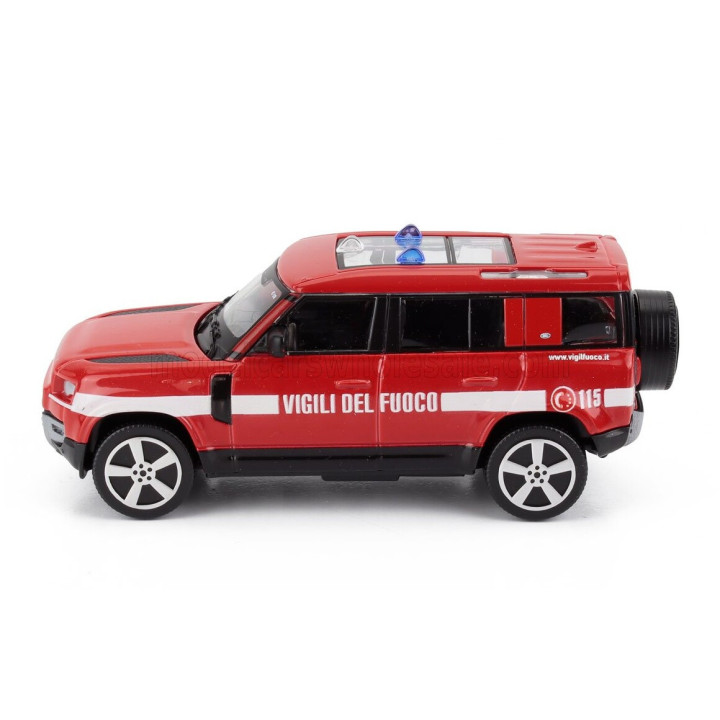 BURAGO LAND ROVER NEW DEFENDER 110 VIGILI DEL FUOCO 2022 - RED WHITE 1/43