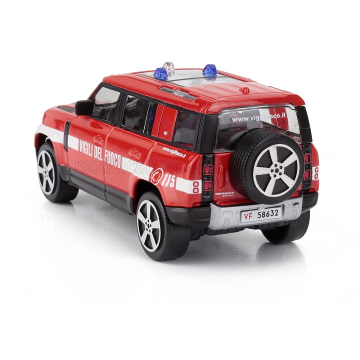 BURAGO LAND ROVER NEW DEFENDER 110 VIGILI DEL FUOCO 2022 - RED WHITE 1/43
