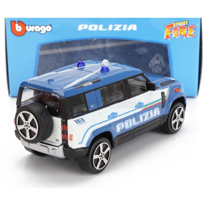 BURAGO LAND ROVER NEW DEFENDER 110 POLIZIA 2022 - LIGHT BLUE 1/43