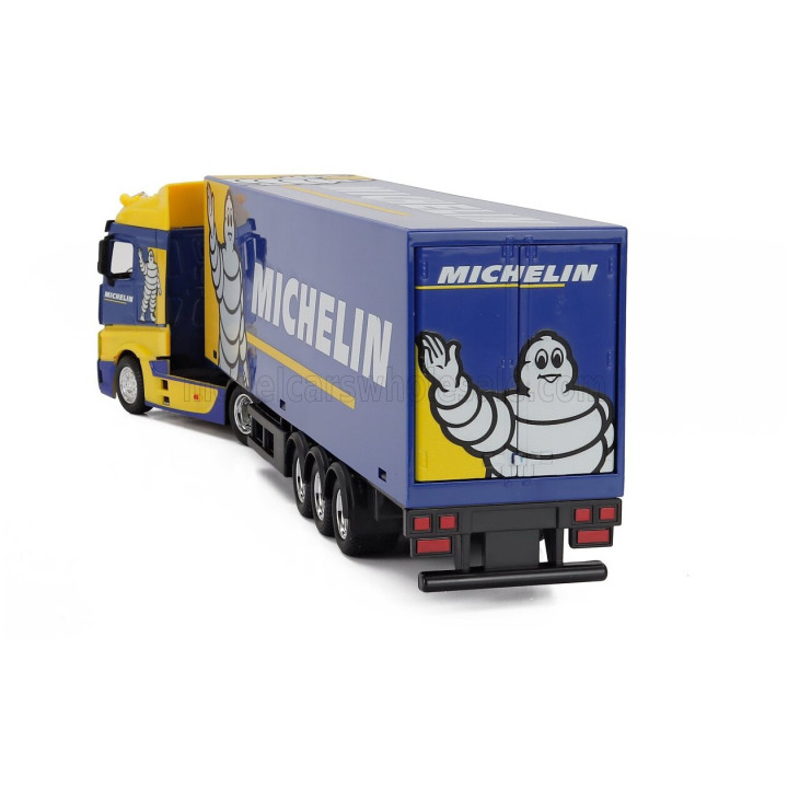 BURAGO MERCEDES BENZ ACTROS 2 GIGASPACE TRUCK CASSONATO MICHELIN 2019 - BLUE YELLOW 1/43