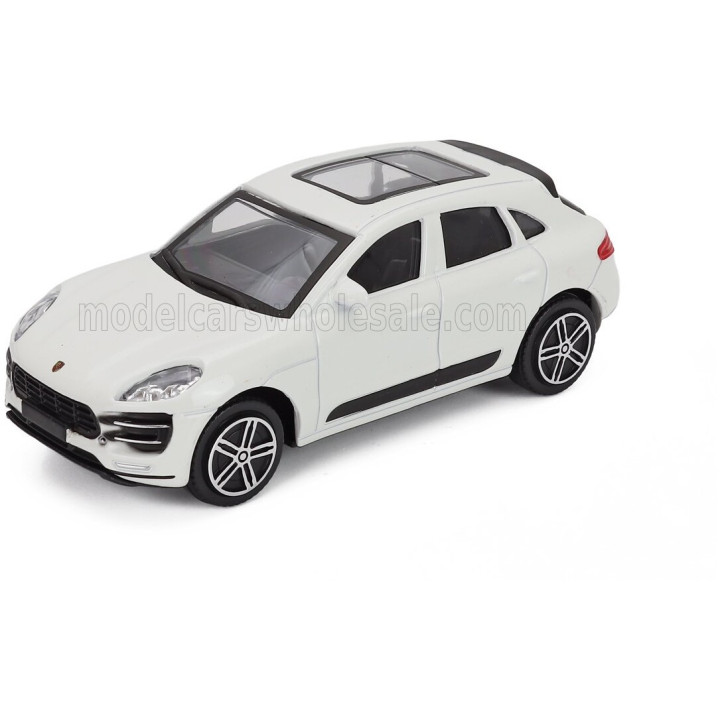 BURAGO SCANIA S770 V8 TRUCK CAR TRANSPORTER WITH PORSCHE MACAN 2021 - BLUE WHITE 1/43