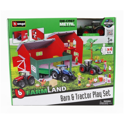 BURAGO FENDT SET FARM BARN & TRACTOR PLAY 1050 VARIO TRACTOR 2016 - GREEN 1/50