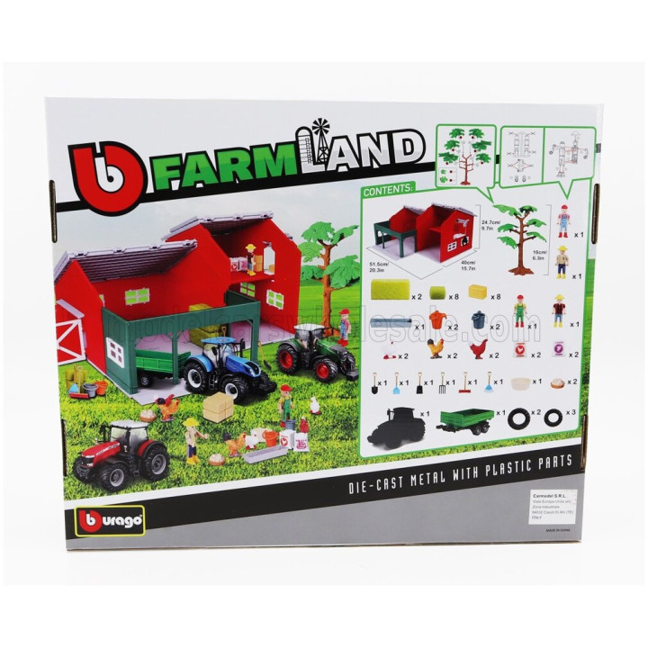 BURAGO FENDT SET FARM BARN & TRACTOR PLAY 1050 VARIO TRACTOR 2016 - GREEN 1/50