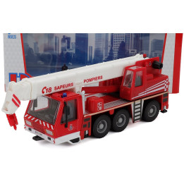 BURAGO TRUCK CRANE GRU SAPEURS POMPIERS 3-ASSI 2010 - RED WHITE 1/50