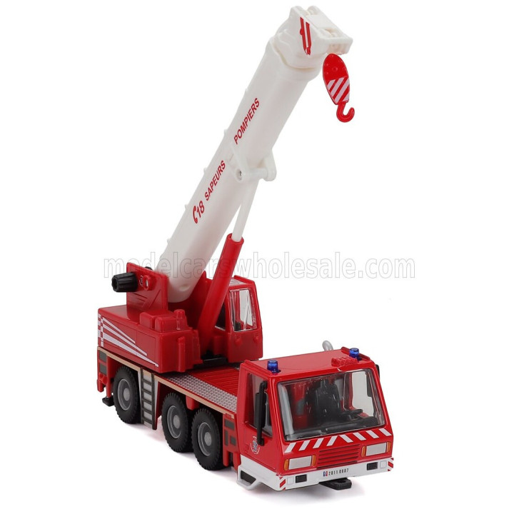 BURAGO TRUCK CRANE GRU SAPEURS POMPIERS 3-ASSI 2010 - RED WHITE 1/50