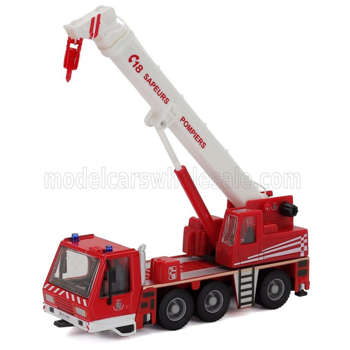 BURAGO TRUCK CRANE GRU SAPEURS POMPIERS 3-ASSI 2010 - RED WHITE 1/50