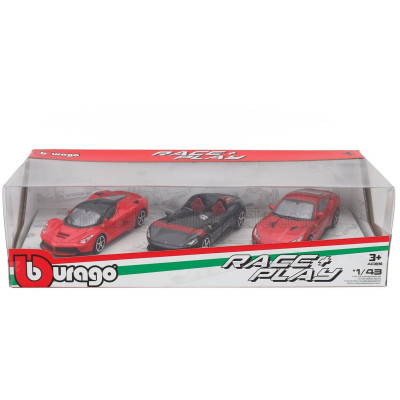 BURAGO FERRARI SET 3X MONZA SP2 - PORTOFINO - LAFERRARI 2013 - RED BLACK 1/43