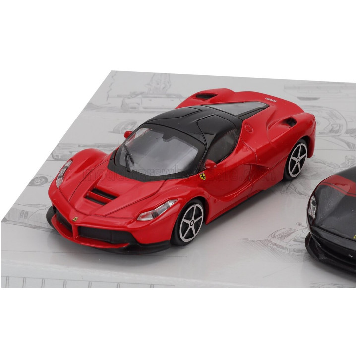 BURAGO FERRARI SET 3X MONZA SP2 - PORTOFINO - LAFERRARI 2013 - RED BLACK 1/43