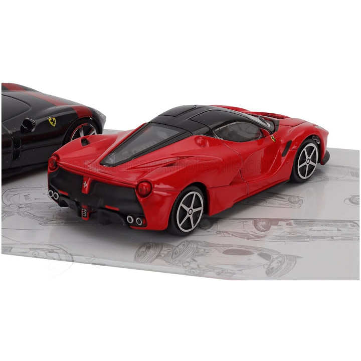 BURAGO FERRARI SET 3X MONZA SP2 - PORTOFINO - LAFERRARI 2013 - RED BLACK 1/43