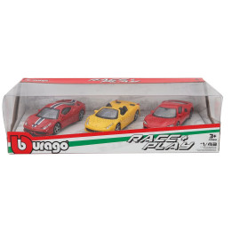 BURAGO FERRARI SET 3X 458 SPECIALE - 296 GTB - 458 SPIDER 2013 - RED YELLOW 1/43