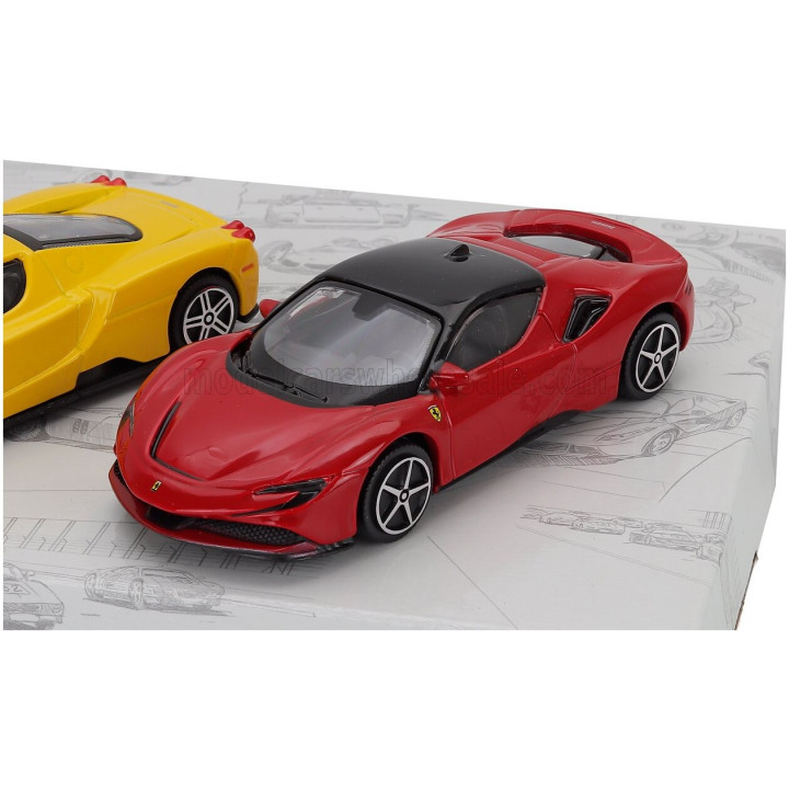 BURAGO FERRARI SET 3X PUROSANGUE - ENZO - SF90 STRADALE 2024 - RED YELLOW 1/43