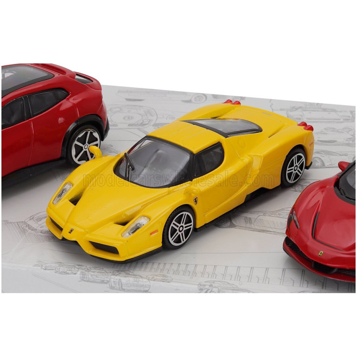 BURAGO FERRARI SET 3X PUROSANGUE - ENZO - SF90 STRADALE 2024 - RED YELLOW 1/43
