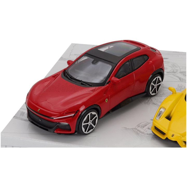 BURAGO FERRARI SET 3X PUROSANGUE - ENZO - SF90 STRADALE 2024 - RED YELLOW 1/43