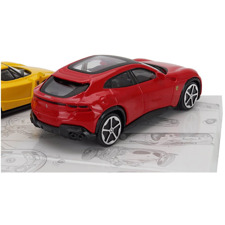 BURAGO FERRARI SET 3X PUROSANGUE - ENZO - SF90 STRADALE 2024 - RED YELLOW 1/43