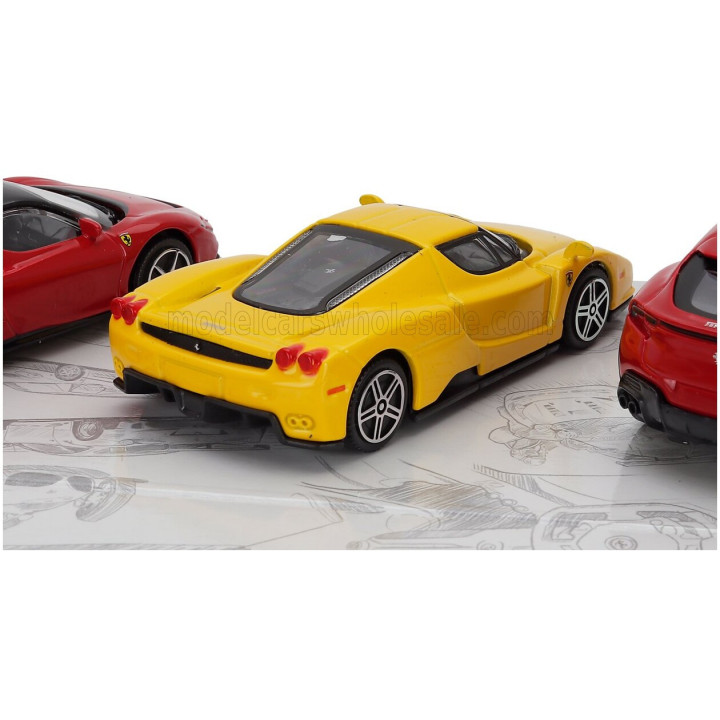 BURAGO FERRARI SET 3X PUROSANGUE - ENZO - SF90 STRADALE 2024 - RED YELLOW 1/43
