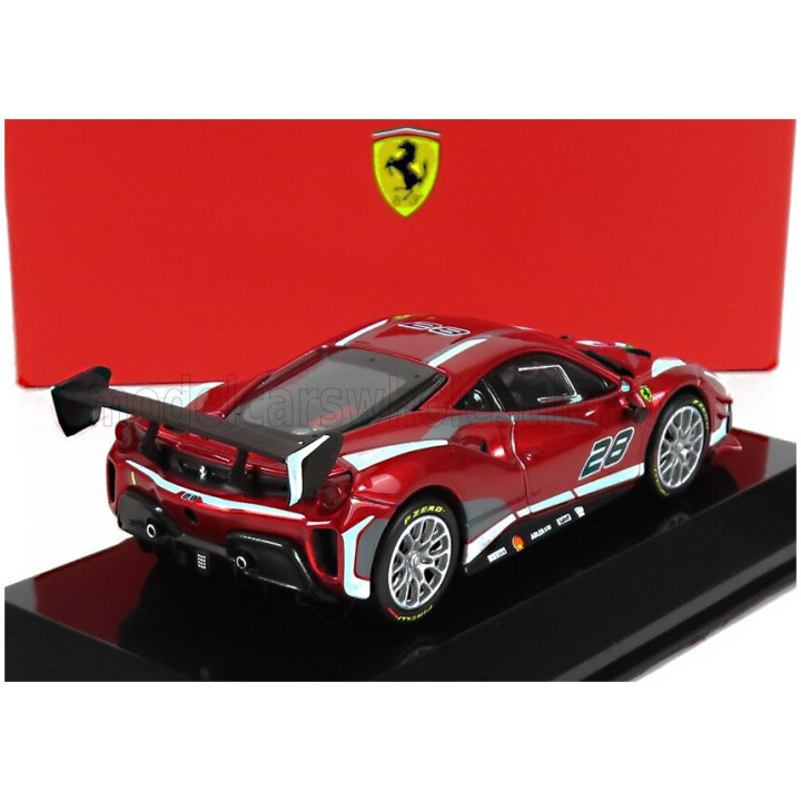 BURAGO FERRARI 488 CHALLENGE EVO N 28 2020 - CON VETRINA - WITH SHOWCASE - RED MET 1/43