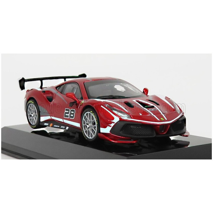 BURAGO FERRARI 488 CHALLENGE EVO N 28 2020 - CON VETRINA - WITH SHOWCASE - RED MET 1/43