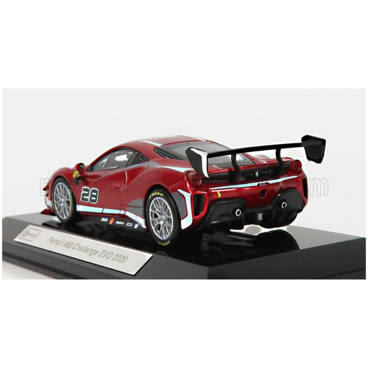 BURAGO FERRARI 488 CHALLENGE EVO N 28 2020 - CON VETRINA - WITH SHOWCASE - RED MET 1/43