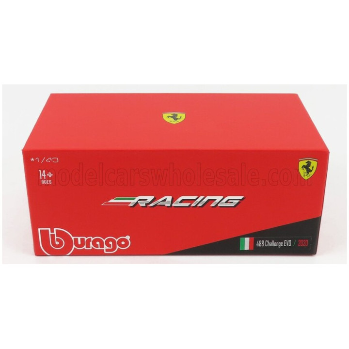 BURAGO FERRARI 488 CHALLENGE EVO N 28 2020 - CON VETRINA - WITH SHOWCASE - RED MET 1/43