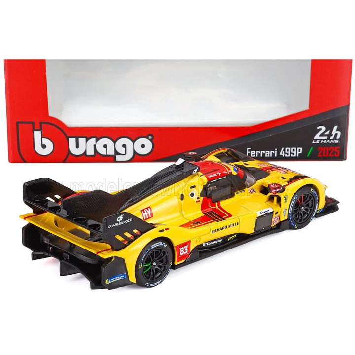 BURAGO FERRARI 499P 3.0L TURBO V6 TEAM AF CORSE N 83 WINNER 24h LE MANS 2025 ROBERT KUBICA - PHIL HANSON - YIFEI YE - YELLOW