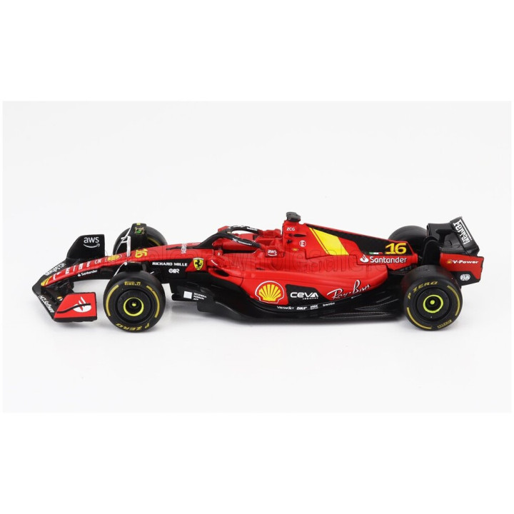 BURAGO FERRARI SET F1 2X SF-23 TEAM SCUDERIA FERRARI N 16 SEASON 2023 CHARLES LECLERC + N 55 SEASON 2023 CARLOS SAINZ - RED