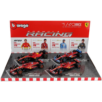 BURAGO FERRARI SET F1 CHARLES LECLERC SF-23 TEAM SCUDERIA FERRARI SF23 N 16 MONZA ITALY GP 2023 - 3X SF-24 TEAM SCUDERIA