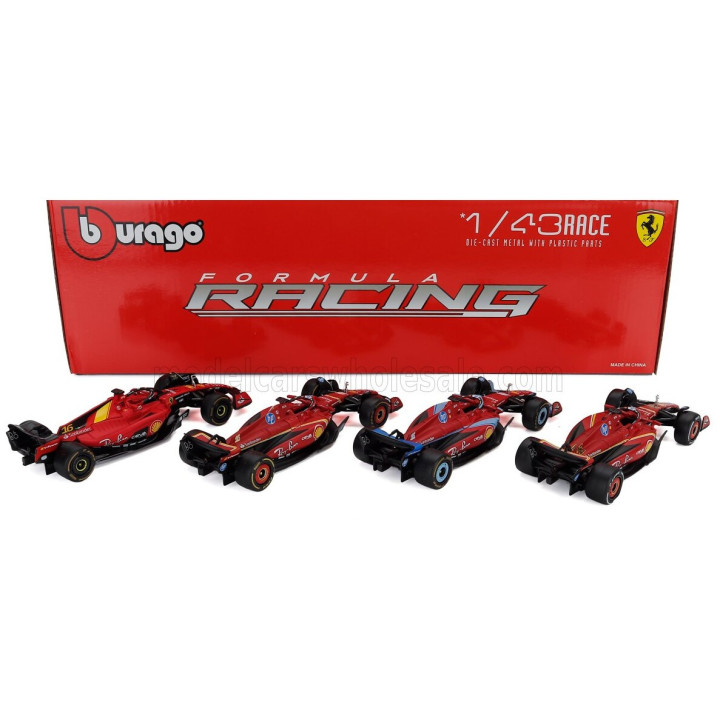 BURAGO FERRARI SET F1 CHARLES LECLERC SF-23 TEAM SCUDERIA FERRARI SF23 N 16 MONZA ITALY GP 2023 - 3X SF-24 TEAM SCUDERIA