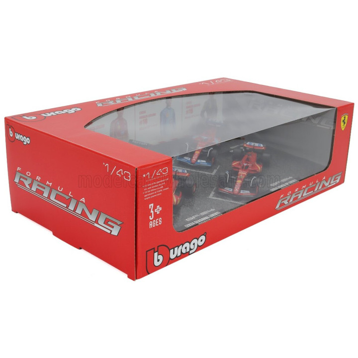 BURAGO FERRARI SET F1 CHARLES LECLERC SF-23 TEAM SCUDERIA FERRARI SF23 N 16 MONZA ITALY GP 2023 - 3X SF-24 TEAM SCUDERIA